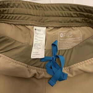 Figs Beige Scrub Pants with Blue Drawstring